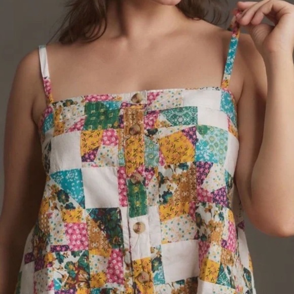 Anthropologie Tops - Anthropologie Patchwork Camisole Womens Med Multicolor Boho Cottagecore fairy